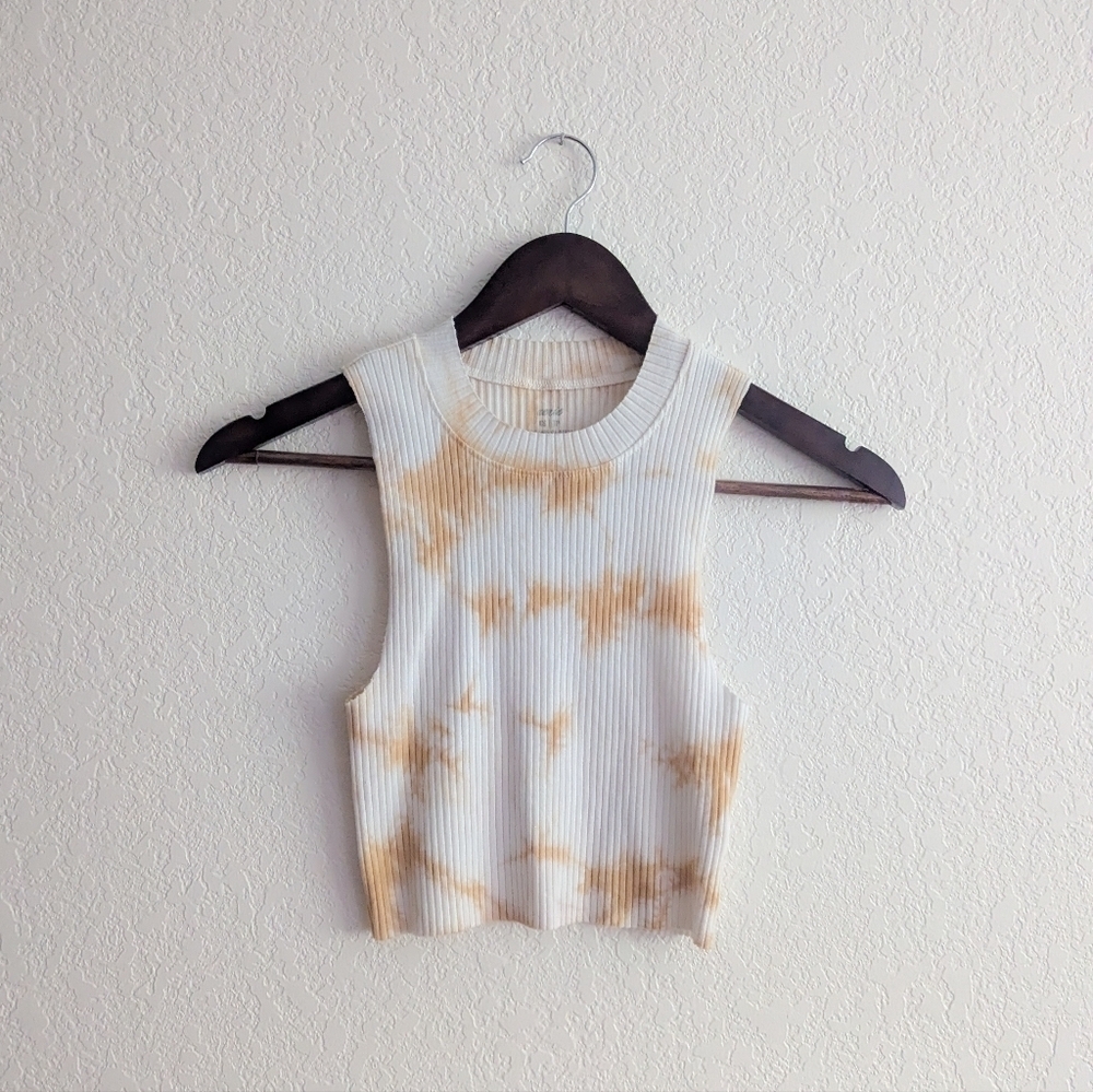 Aerie NWOT Cream Ribbed Tie-dye Crop Tank
